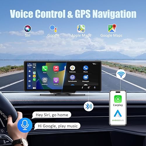 Miniatura 3 de Pantalla Carplay inalámbrica A, 10.26 pulgadas de juego de coche portátil y pantalla táctil automática Android, estéreo Bluetooth de doble DIN para