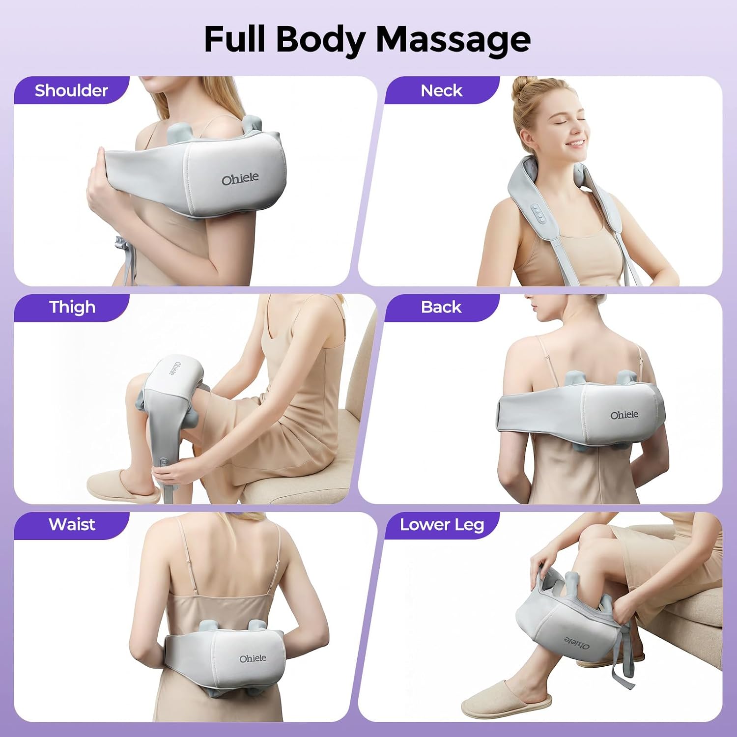 Cordless Neck Massager with Heat for Pain Relief,6D Kneading Shiatsu Neck and Shoulder Massager Deep Tissue with Remote,Use at Home, Office, Car - Gifts for Mothers Fathers Day(Cream Gray)