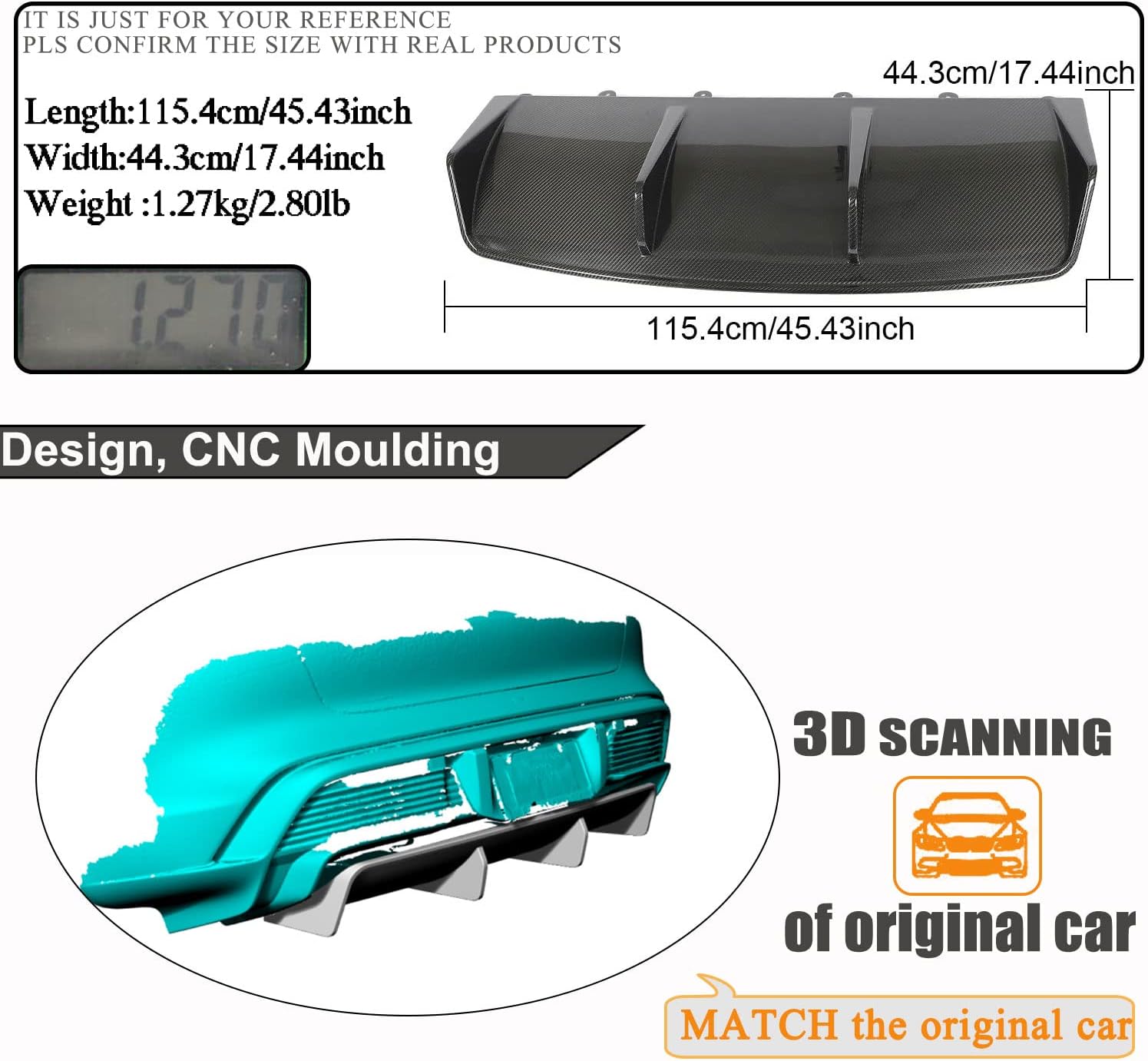 Dry Carbon Fiber Rear Bumper Diffuser Compatible with Porsche Taycan 9J1 2019-2021 Sedan 4-Door Lower Bumper Lip Body Kit Factory Outlet