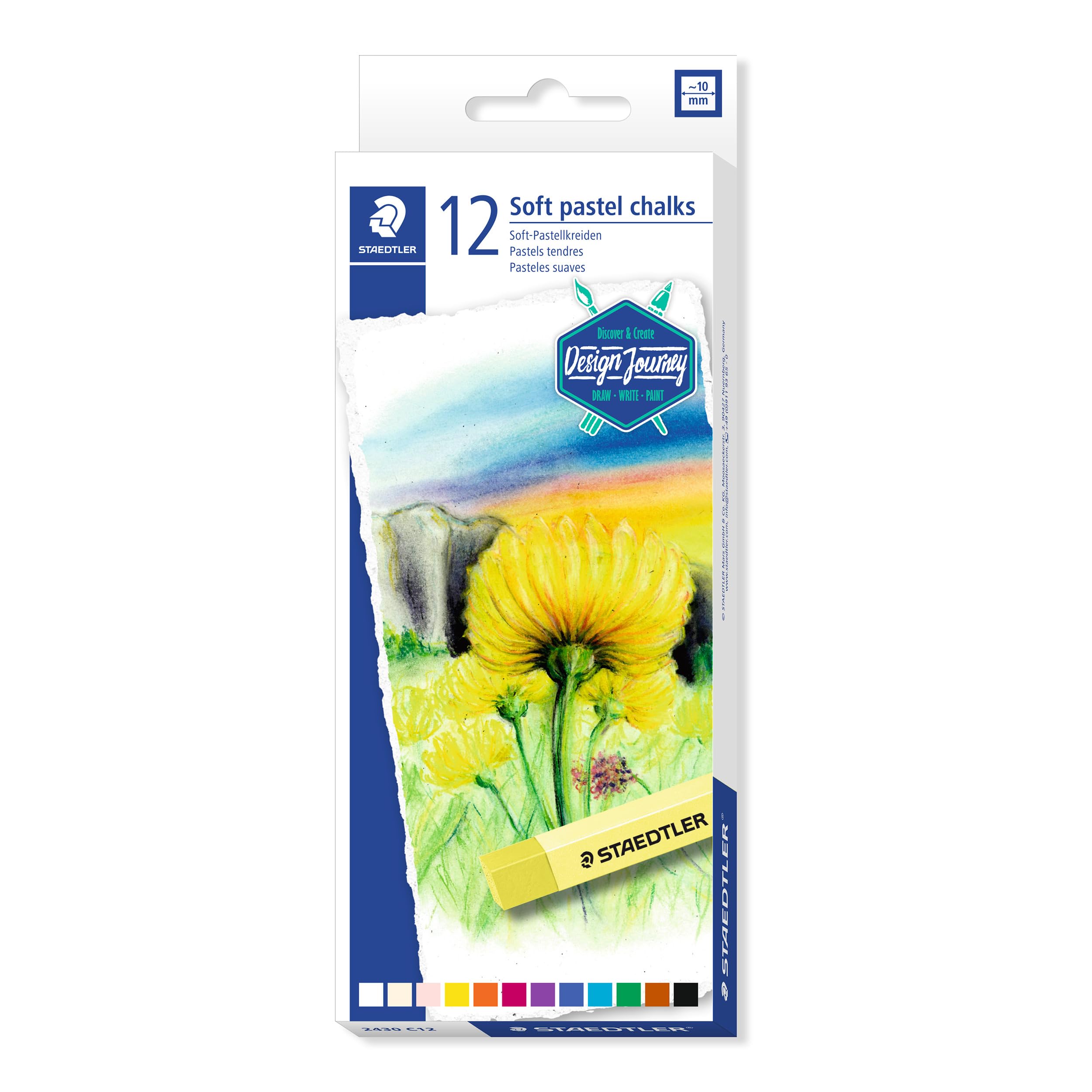 STAEDTLER Design Journey soft pastel chalks, assorted colours, pack of 12