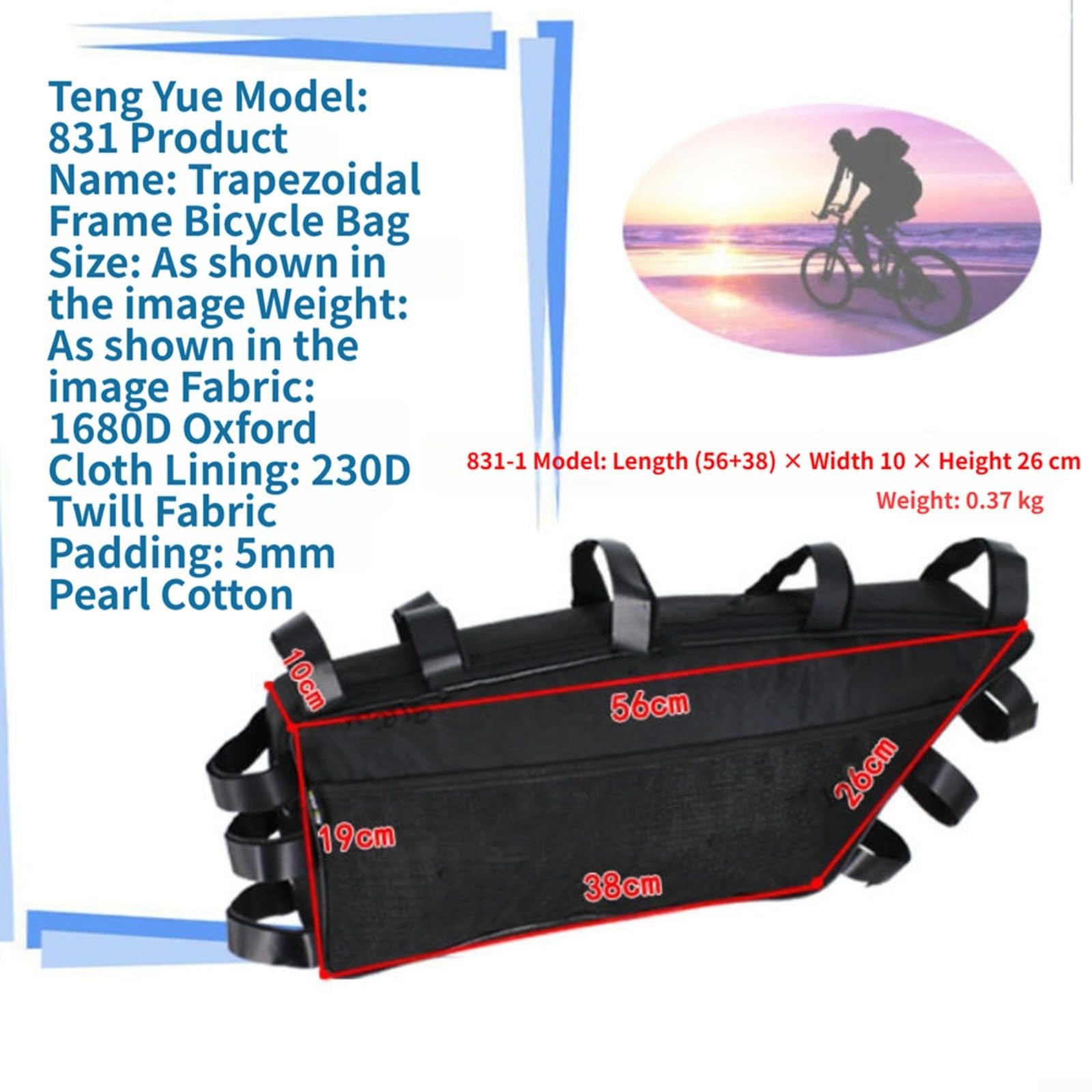 Borsa triangolare per mountain bike ed e-bike, custodia in nylon resistente con porta per cavo batteria, resistente alle intemperie, telaio da ciclismo per pendolarismo