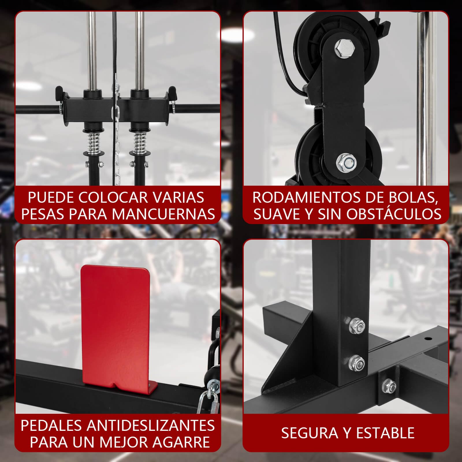 ALLINLIFE Jaula Musculacion Ajustable,Jaula de Potencia Multifuncional,Jaula de Sentadillas con Barra de Dominadas, Estación de Dips y Remo,Multipower Maquina Gym Gimnasio en Casa para Entrenamiento