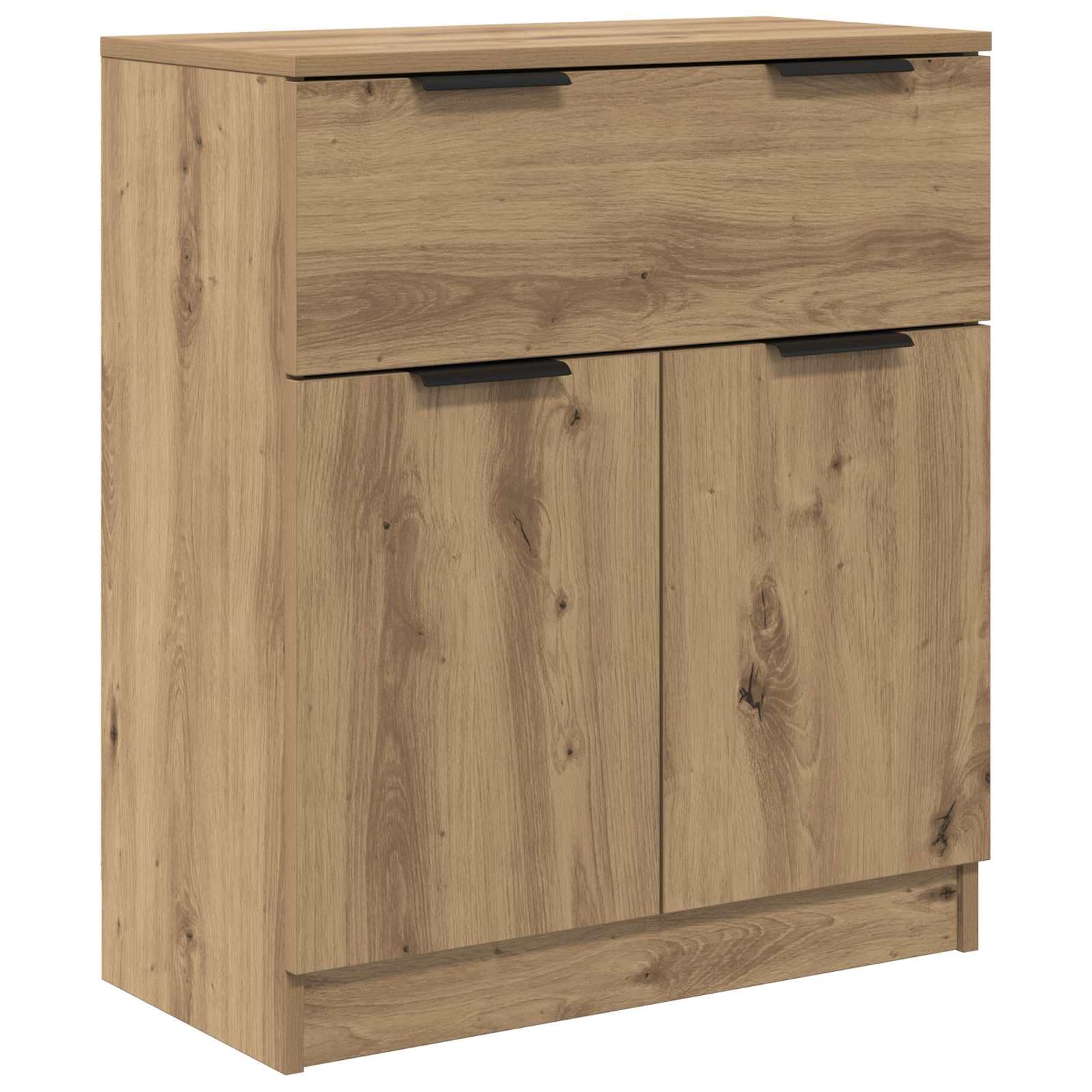 Bufet 3 pcs Dąb rzemieślniczy Materiał drewnopochodny Nowoczesny kredens do salonu i jadalni 120x30x70 cm z 4 drzwiami półkami pojemny mebel do przechowywania naczyń i dekoracji