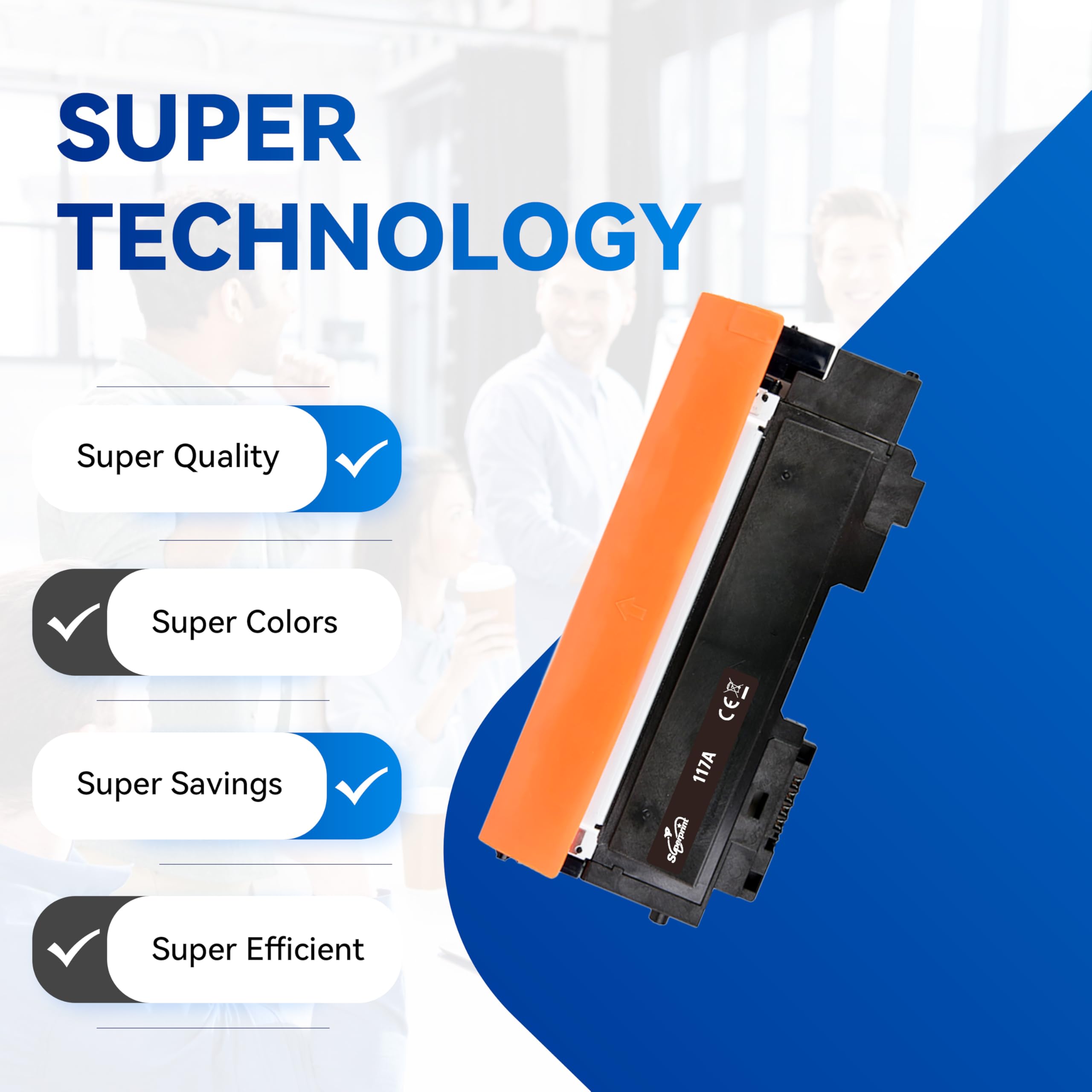 Pack de 4 toners compatibles HP 117A Toner: 1 Noir W2070A , 1 Cyan