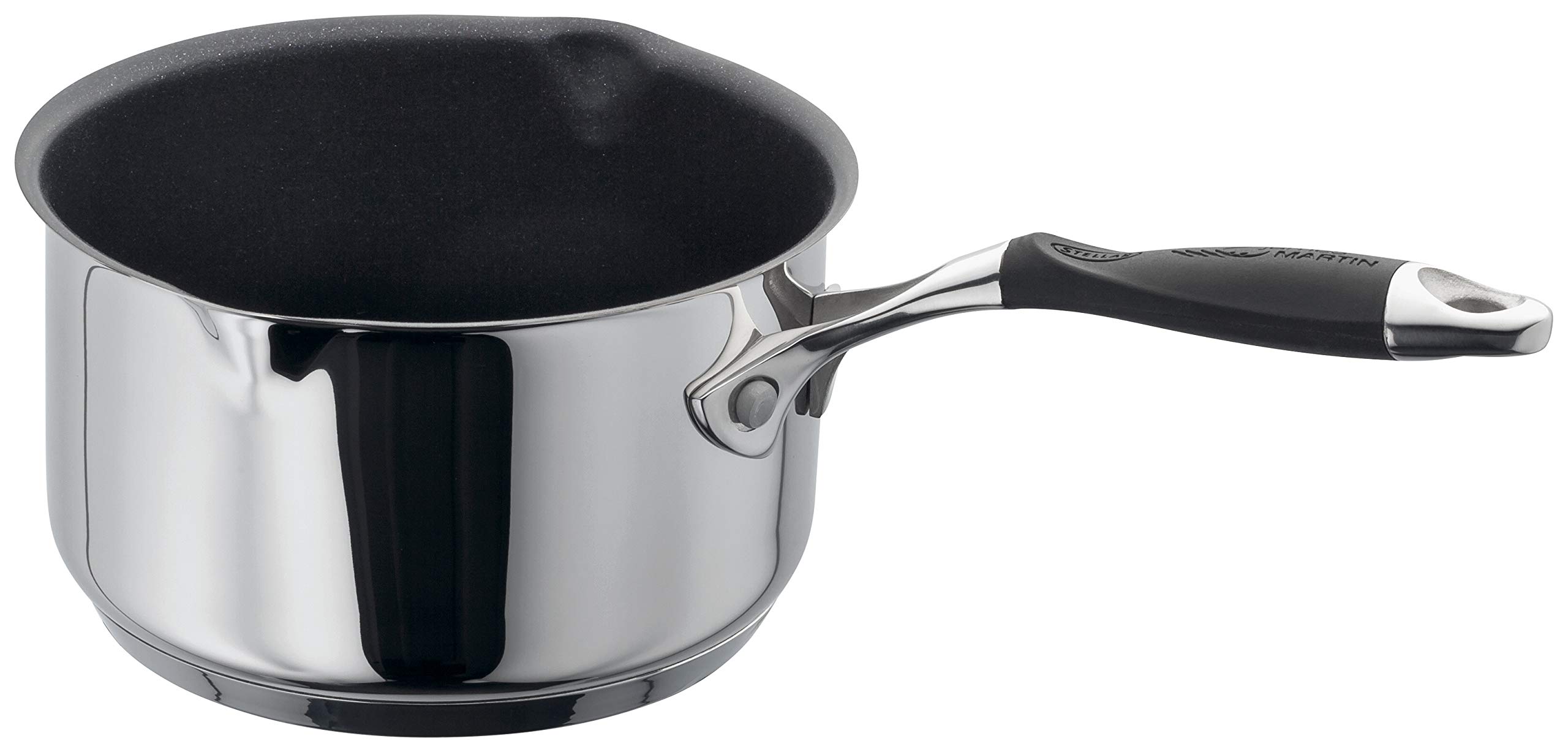 Stellar James Martin Stainless Steel Non-Stick Milk Pan 14cm 1L, Induction Ready, Oven Safe, Dishwasher Safe - 10 Year Non-Stick Warranty