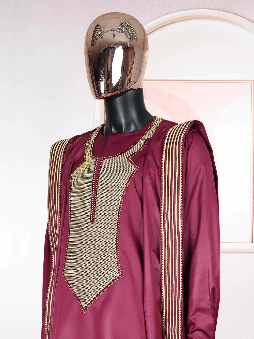 HD African Mens Clothing Traditional Wedding Attire Embroidery Agbada Boubou Caftan Nigerian Male Clothes Set - Image 4