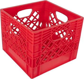 Authentic 13x13x11 4 Gallon 16 Quart Square Dairy Milk Crate RED
