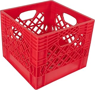 Authentic 13x13x11 4 Gallon 16 Quart Square Dairy Milk Crate (RED)