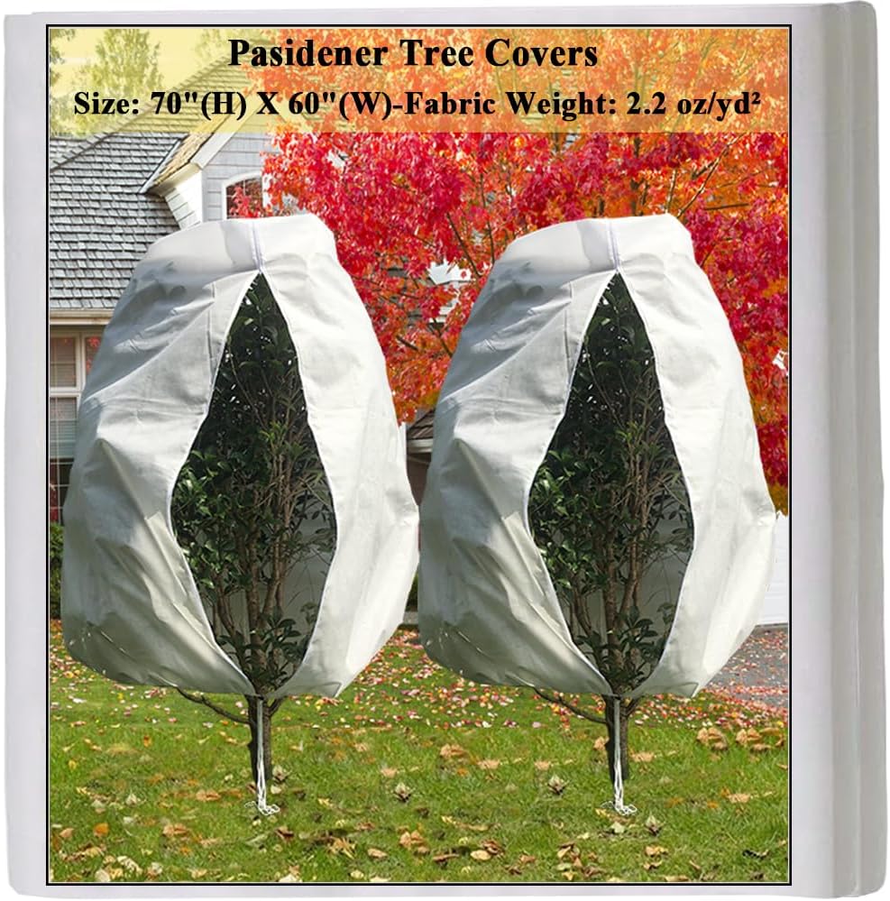 Plant Covers Freeze Protection 2 Packs 90"X75" 2.2oz Tree Covers Frost Plant Covers Freeze Cloth for Outdoor Plants with Zipper Drawstring