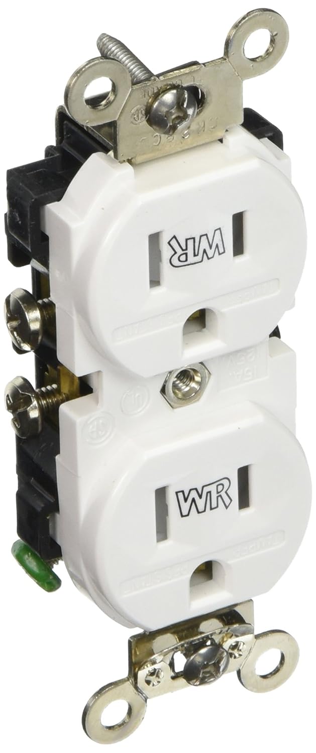 Leviton Weather and Tamper Resistant Duplex Receptacle, TWR15-W (Pack of 3)