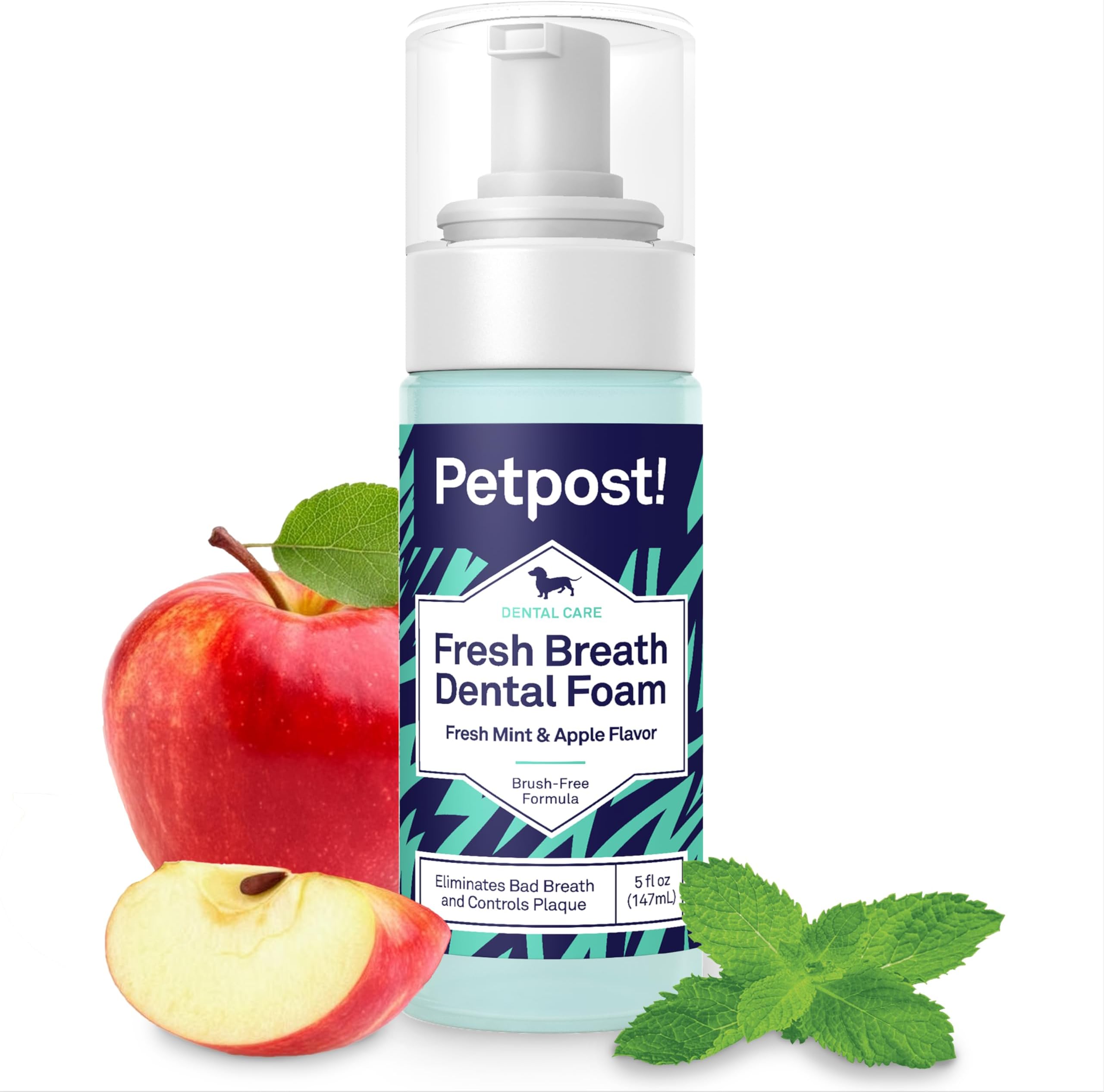 Fresh Breath Foam for Dogs - Mint & Apple Flavored Dental Solution that Eliminates Bad Breath - Natural Tooth Cleaning Treatment 5 oz.