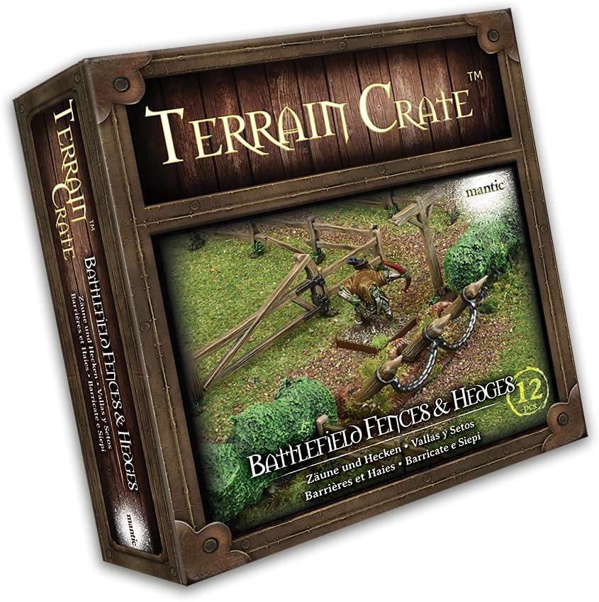 Mantic Games MGTC125 TerrainCrate: Battlefield Fences & Hedges, Multi