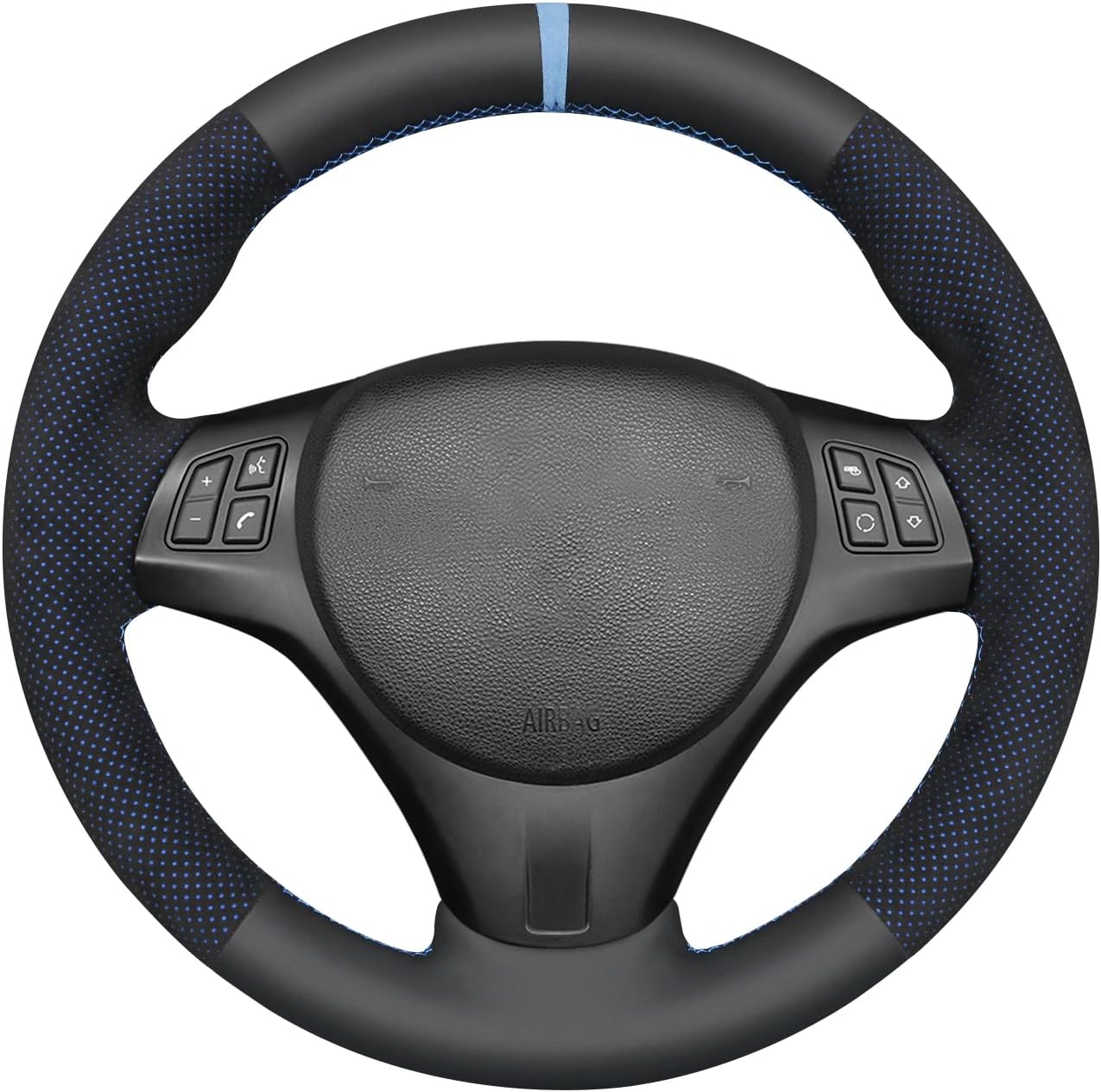 MEWANT Car Steering Wheel Cover for BMW 1 Series E81 E82 E87 E88 2008-2013/3 Series E90 E91 E92 E93 2006-2011 / M3 E90 E92 E93 2008-2013 Customized Black Suede
