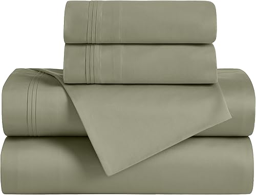 Miniatura 1 de Superior Juego de sábanas de algodón egipcio de 4 piezas, 650 hilos, diseño moderno, sábanas sostenibles, básicos ultrasuaves, sólido, sábana bajera