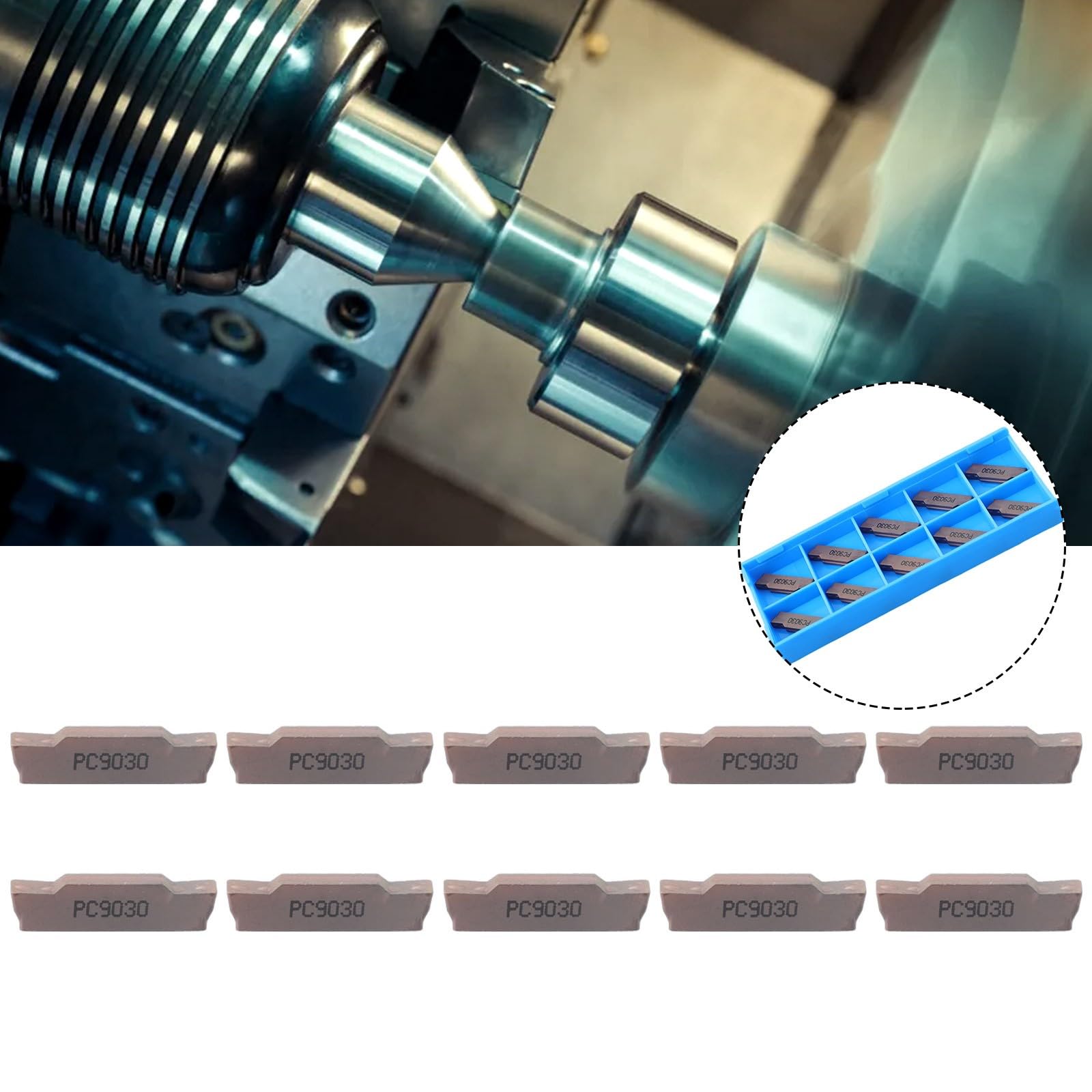 Lot de 10 inserts en carbure MGMN300-M PC9030 de 3 mm de largeur pour opérations de tournage semi-finition MGEHR MGIVR - Plaquettes indexables professionnelles pour traitement des métaux