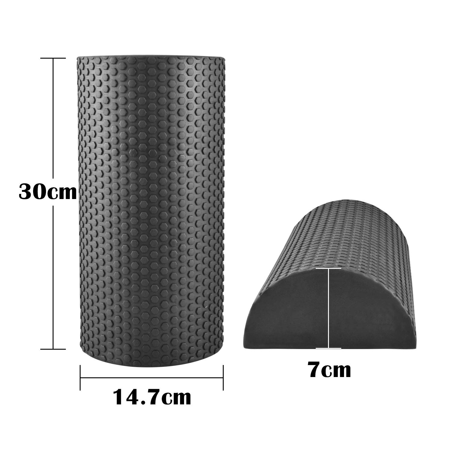 Yoassi 2 in 1 Rullo Semicircolare da Massaggio Fasciale Blocco da Esercizi di Equilibrio Nucleo, Foam Roller con Trigger Point per Allenamento delle Fasce Muscolari Schienale Esercizi Yoga Pilates