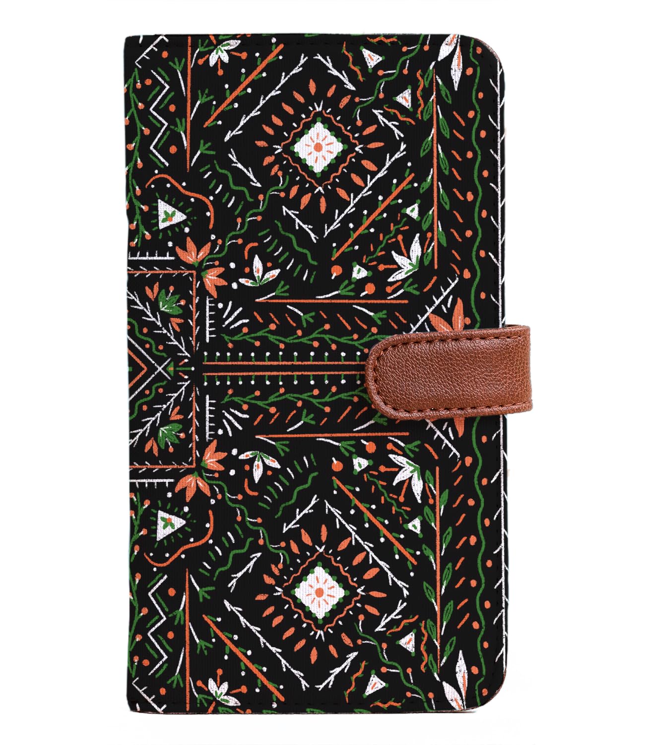 Kalankit Passport Wallet for Women | Vegan Leather Bi-Fold Long Wallet & Travel Purse | Valentine Gift for Her, Valentine Gifts for Women | Black Mandala