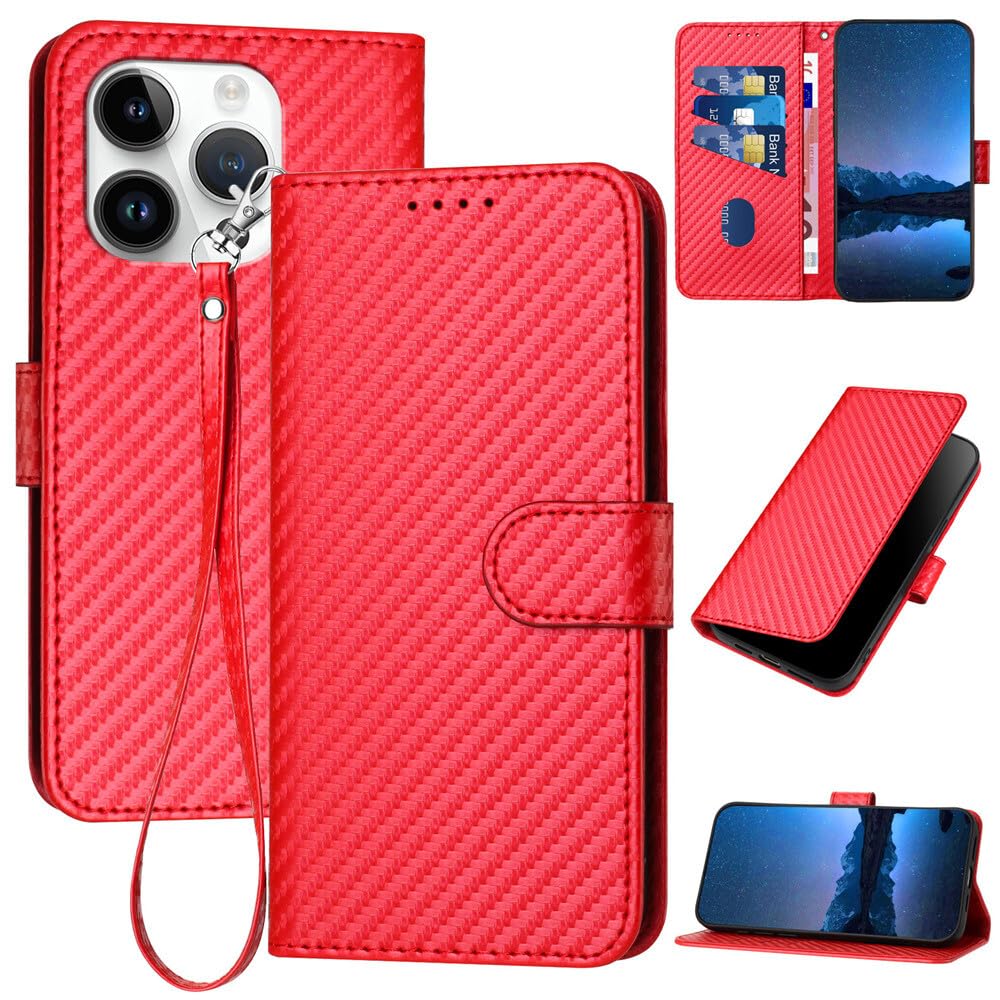 Étui iPhone 15 rouge premium en cuir et carbone chic - 8