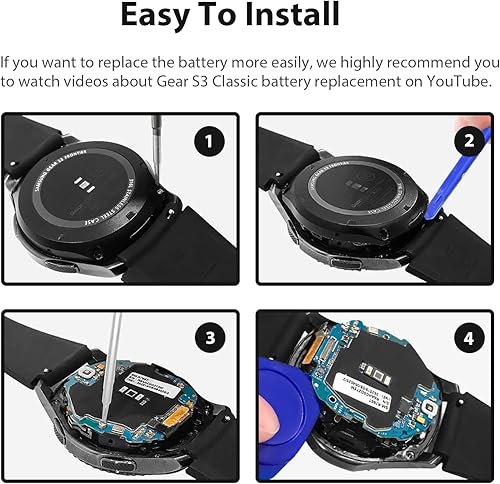 Miniatura 4 de 580mAh Batería para Samsung Gear S3 Frontier (SM-R760) y Gear S3 Classic, reemplazo de batería de alta capacidad para SM-R770, BR760, R765,