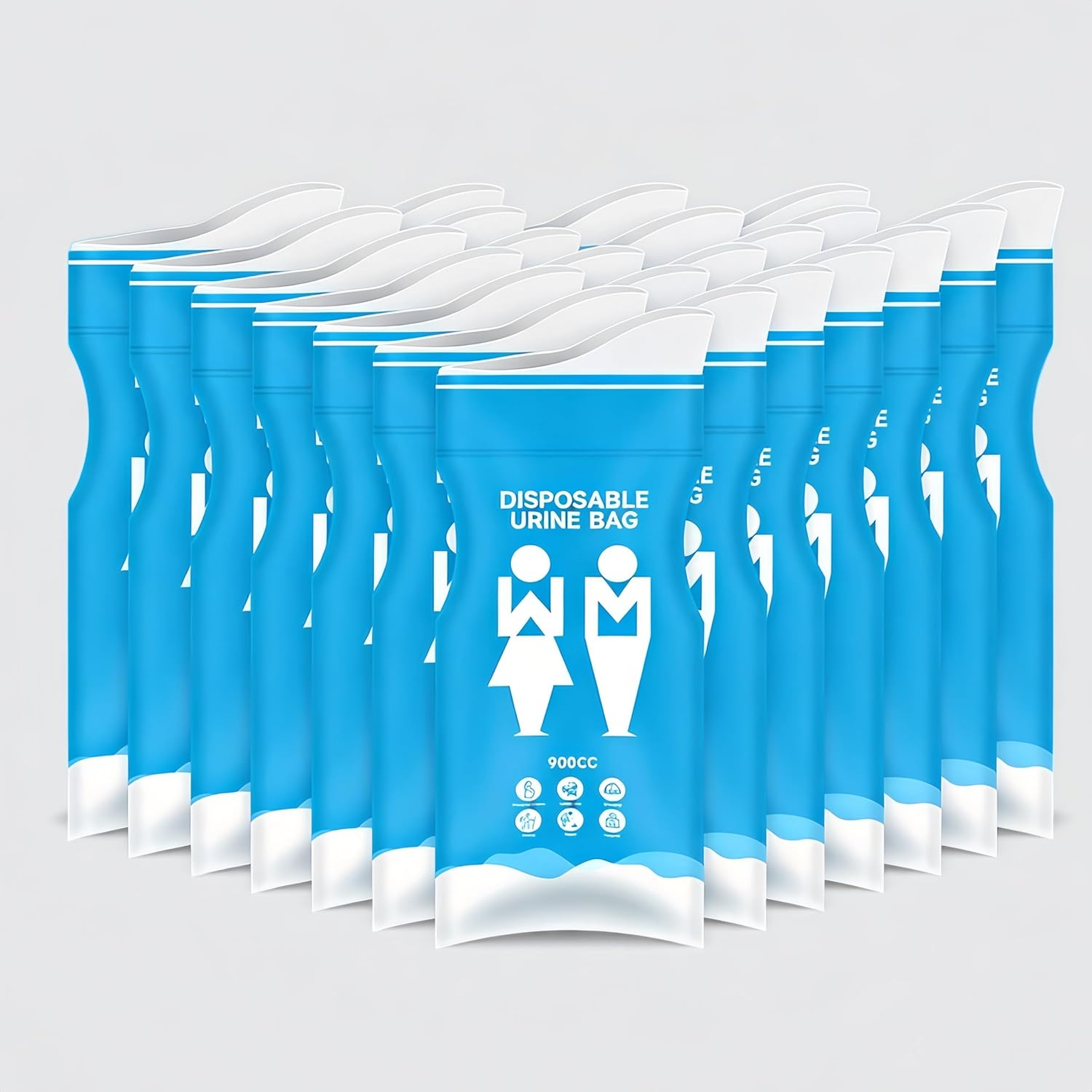 ZKEPYIK Disposable Urine Bags, 900ml Capacity, Unisex, Leak-Proof with Instant Solidifier Gel, for Travel, Camping and Emergency, 50 Pack