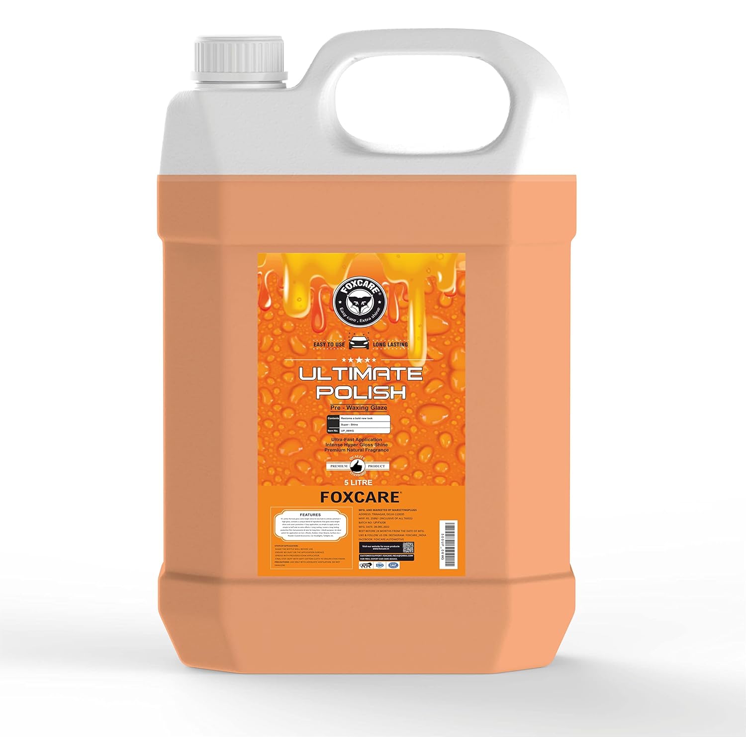 Foxcare Ultimate Polish, PreWaxing Glaze, Multipurpose Liquid Car & Bike Polish, Protects and