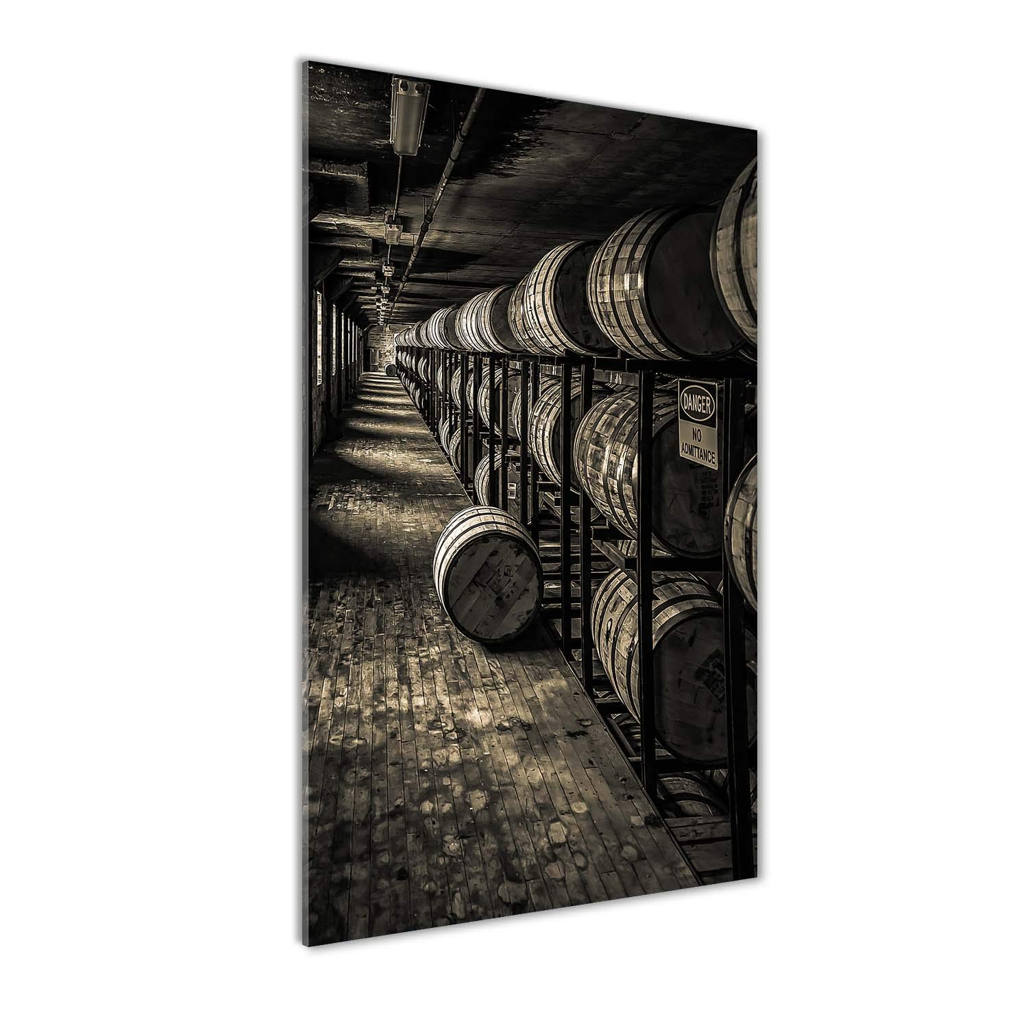 Image sur verre Tulup 60x120 cm tableau photo déco panoramique noir et blanc barriques cuisine
