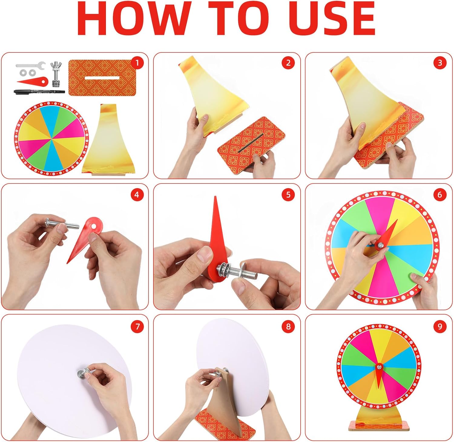 FAVOMOTO Rotating Roulette Wheel Party Game, Desktop for Carnival, Plastic Prize Wheel with Erasable Surface 14. 17 X 11. 81 Inch