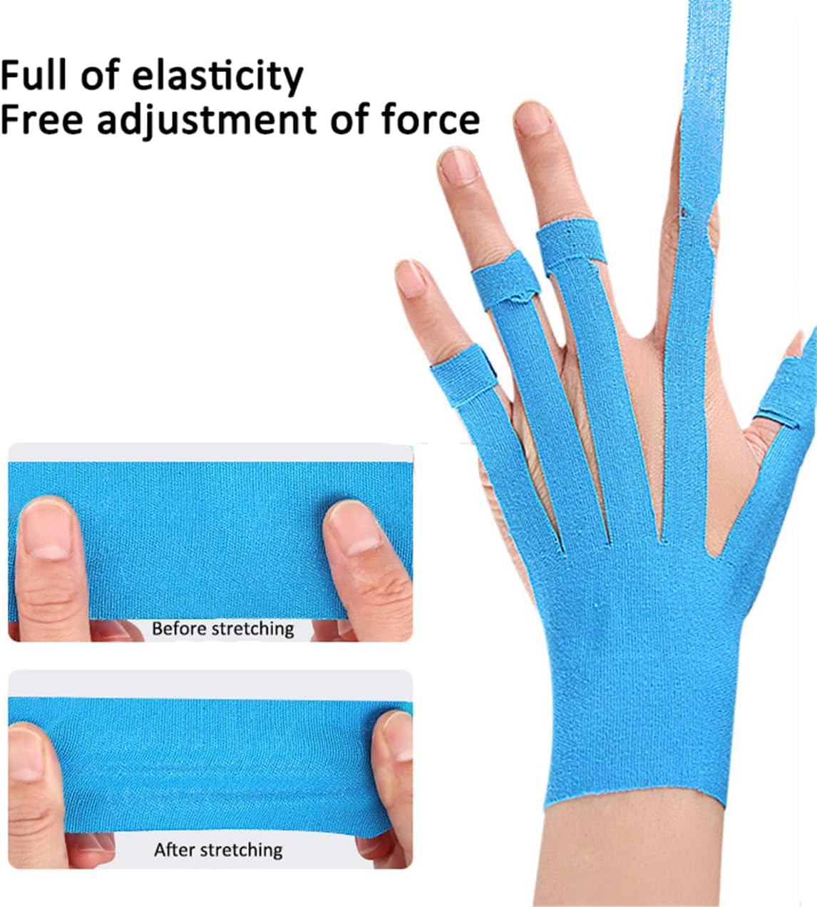 Precut Kinesiology Tape for Hand & Wrist Support, 3 Pairs Breathable Waterproof Kinesiology Recovery Tapes Finger Joint Support Tape, Hypoallergenic Latex-Free Elastic Athletic Tapes for Carpal Tunnel