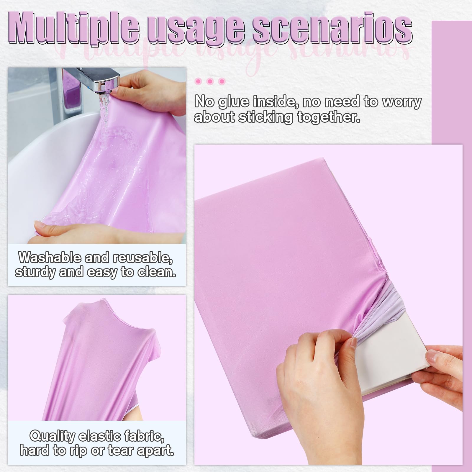 Yexiya 6 copertine per libri in tessuto elasticizzato, motivo colorato, lavabili, riutilizzabili, per libri di testo con copertina rigida fino a 23 x 28 cm (colore puro)