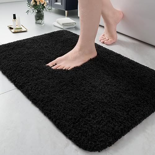 LOCHAS Alfombra de baño de 24 x 17 pulgadas, de microfibra suave, gruesa y absorbente, lavable a máquina, alfombra de baño antideslizante de felpa