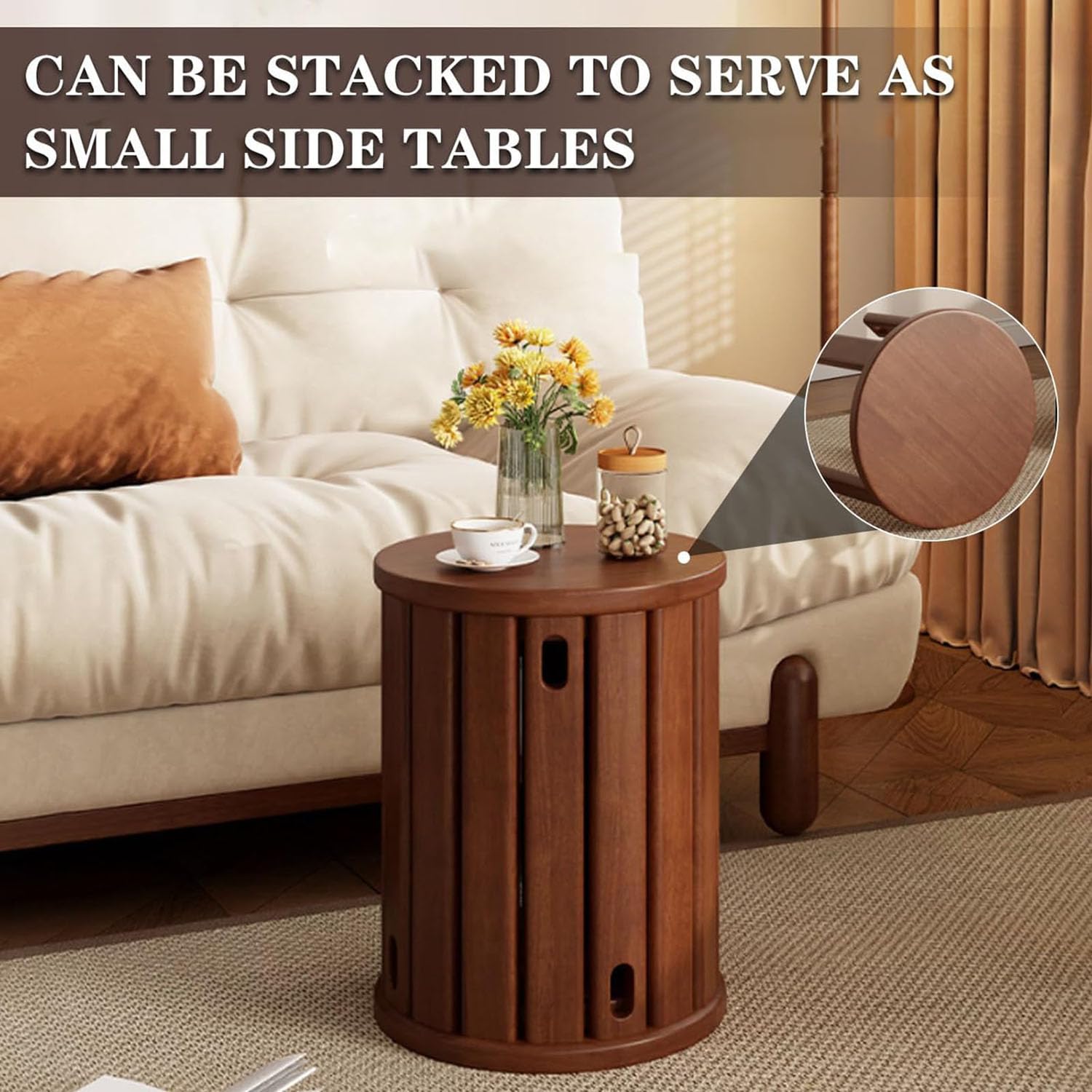 Set di 4 sgabelli impilabili in legno massello, sgabello impilabile multifunzionale, design minimalista salvaspazio per soggiorno, camera da letto, cucina, sala da pranzo