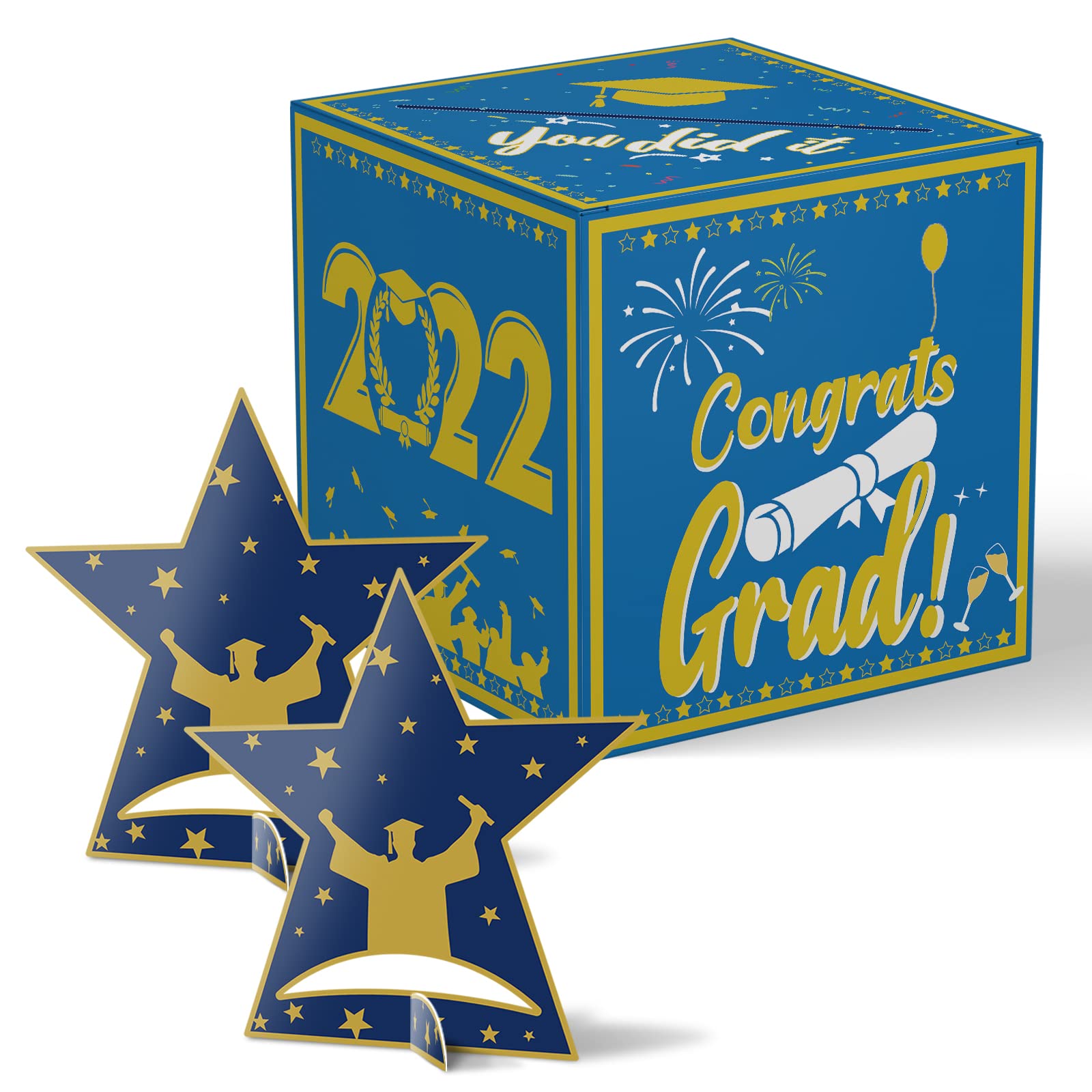 Buy Graduation Card Box 2022 Blue Gold Congrats Grad Card Holder Boxes