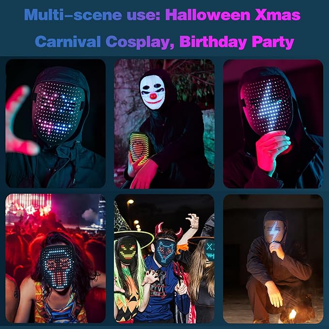 Led Mask with Gesture Sensing, Light up mask for Kids/Men/Women