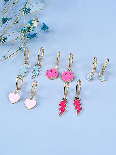 Miniatura 5 de Abitoncc Preppy Heishi - Juego de pulseras de surfista para niñas adolescentes, bonitos aretes estéticos, anillos estéticos preppy coloridos de oro