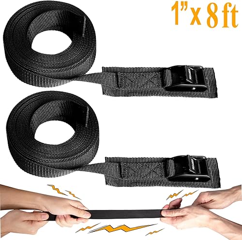 Miniatura 2 de WEDAMER Paquete de 2 correas de amarre para kayak de 8 pies con hebilla de leva de alta resistencia, correa ajustable para kayak, camiones,