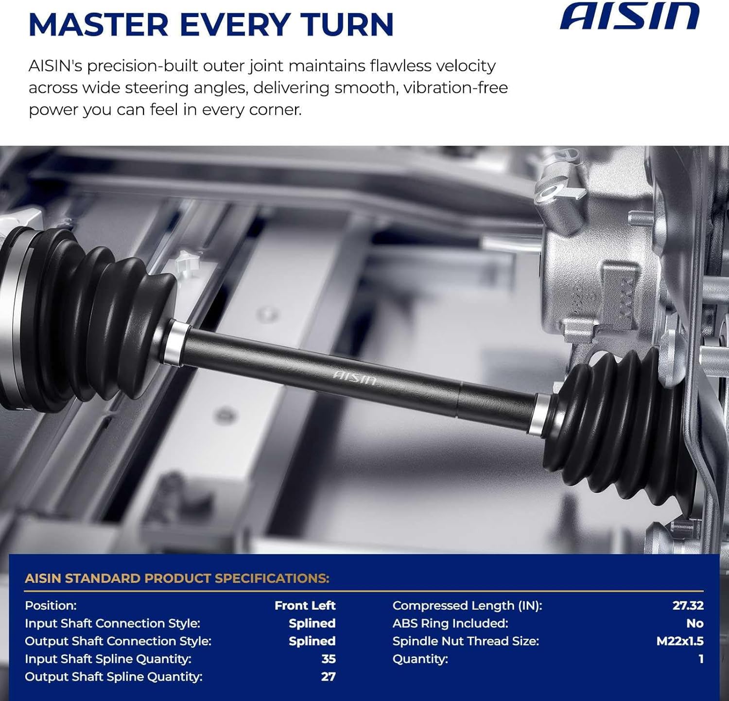 AISIN AFTERMARKET CVAFD-00749 Front Driver CV Axle Shaft Assembly - Compatible with Ford Fusion 2013-2020, Lincoln MKZ 2013-2016