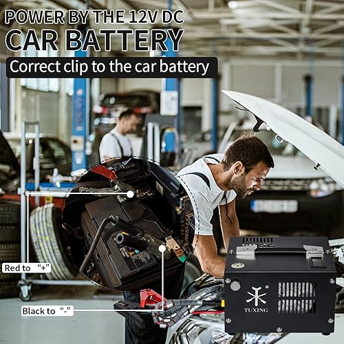 Miniatura 4 de TUXING Compresor de aire PCP, 4500Psi300Bar,Refrigeración sin aceiteagua y ventilador,Compresor de aire Protable Bomba HPA de alta presión 110V AC