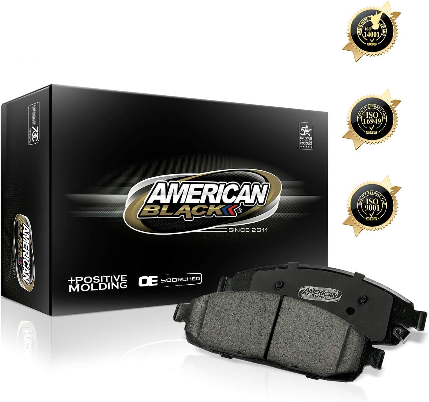 American Black ABD1613C OEM Ceramic REAR Brake Pads Compatible With BMW 120i / 228i / 230i / 320i / 328d / 328i / 330e / 428i / 430i (SEE YEARS ON IMAGES) - Perfect fit, QUIET & DUST FREE