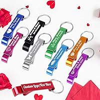 Vista 6 de 50 llaveros personalizados para abridor de botellas de cerveza a granel, con logotipo, texto, grabado, abrebotellas de boda, regalos personalizados