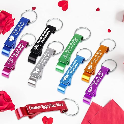 Miniatura 6 de 10 llaveros personalizados para abridor de botellas de cerveza a granel, con logotipo, texto grabado, abrebotellas de boda, regalos personalizados