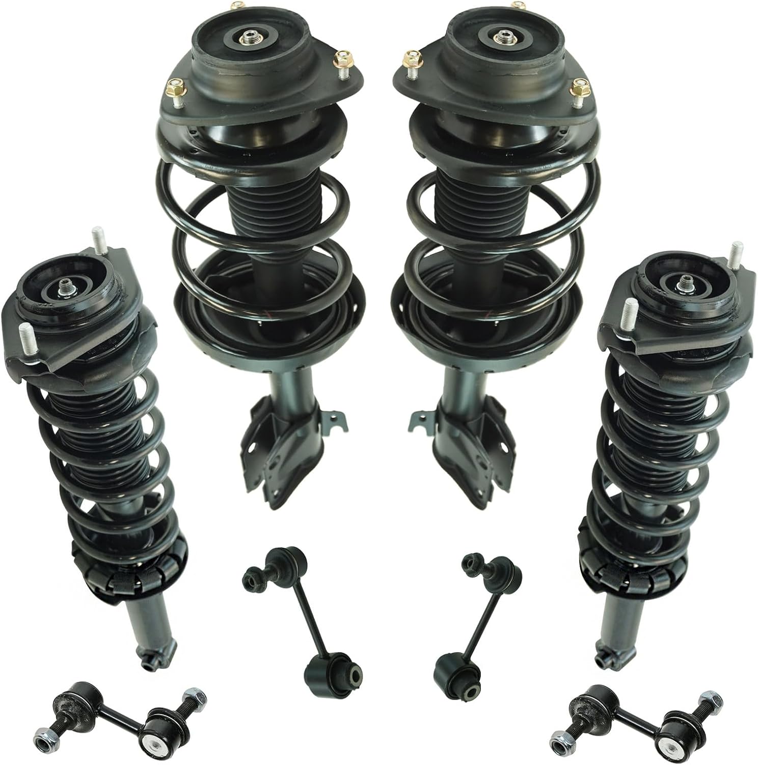 TRQ Front and Rear Suspension Kit Complete Strut & Coil Spring Assembly Sway Bar Stabilizer Link Compatible with 2009-2013 Subaru Forester