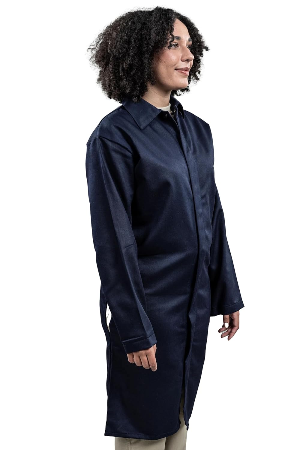 National Safety Apparel C09UJLCFSMD42 Food Processing FR Lab Coat, Medium, Navy