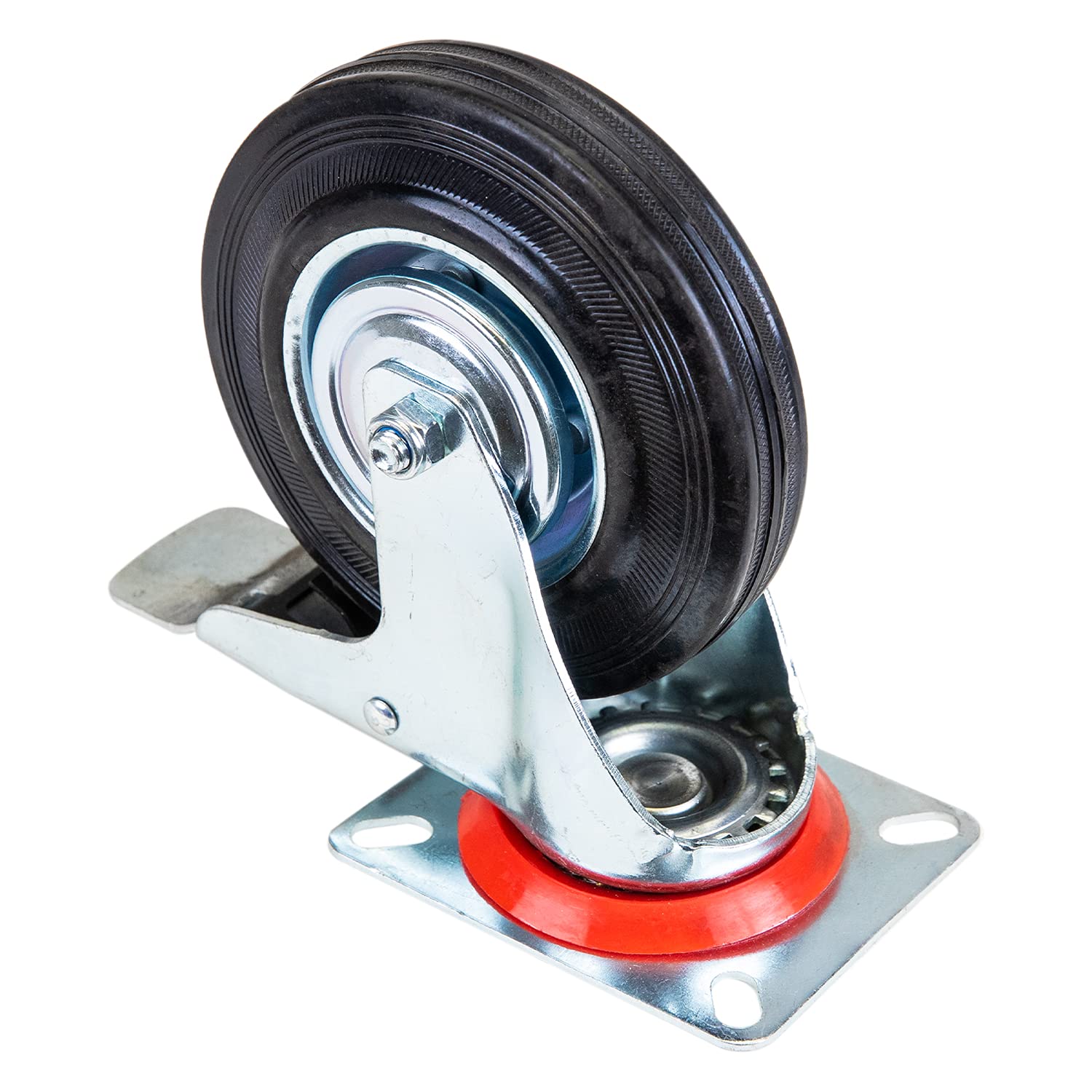 Ruedas de goma maciza con freno 125 mm 400 kg HMF 6790 4 unidades negro