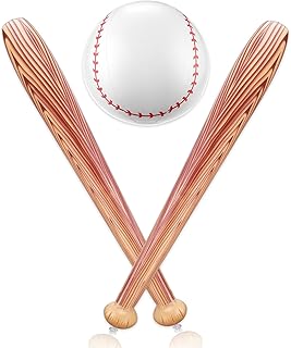 3 Pieces Baseball Balloons, Inflatable Baseball Bat Beach Baseball Including 16 Inch Baseball and 30 Inch Inflatable Baseball Bat Baseball Party Favors for Pool Beach Fun Sports Game Birthday Decor
