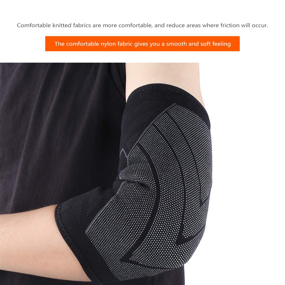 2Pcs Nylon Knitted Elbow Pad, Volleyball Elbow Pads Elbow Compression Sleeve Tennis Elbow Strap Cubical Pressure Belt Breathable Protection Outdoor Sports(XL)