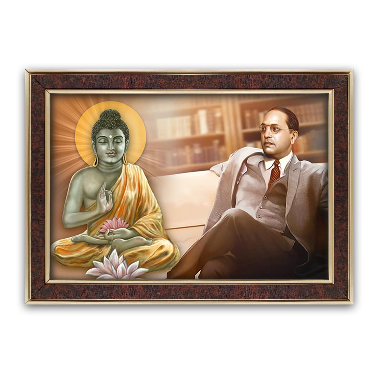 Buddha & Ambedkar Photo Frame - Elegant Wall Art -17