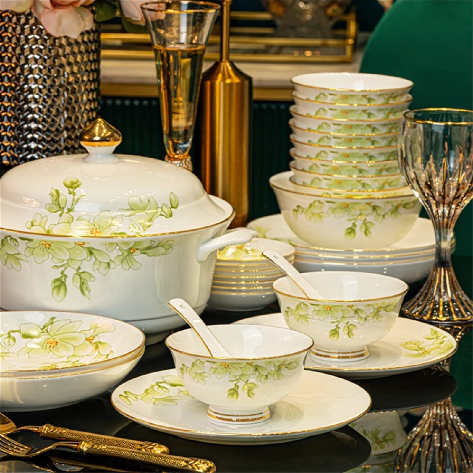 SAeWare Servizio da tavola in ceramica per feste, 88 pezzi, per la colazione, 36 pezzi, per 6 persone
