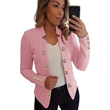 Womens Double Breasted Slim Fit Blazers Notch Lapel Work Office Suits Casual Open Front Blazer