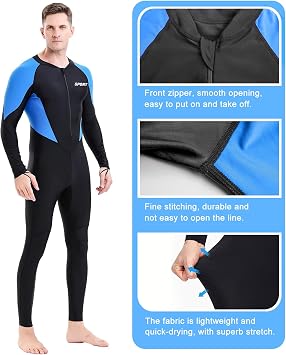 Diving Skin Suit for Women Men, Full Body Scuba Dive Swimming Thin Swimsuit, One Piece UV Protection Quick Dry Rash Guard Swimwear Surfing Snorkel Kayak Water Sport