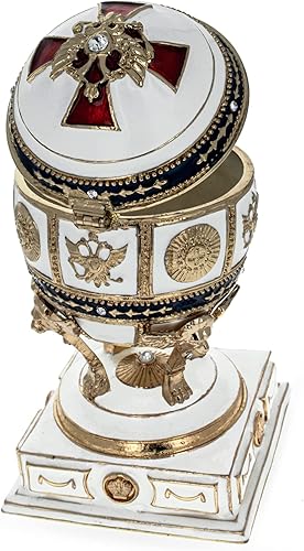 Miniatura 4 de BestPysanky Cruz Roja sobre esmalte blanco Royal Inspired Imperial Huevo de Pascua